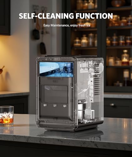 Image of COWSAR Crescent Ice Maker, Slow-Melting Countertop Ice Maker, 27 Lbs /24H, 16Pcs in 12-15Mins, Self-Cleaning, 24-Hour Timer, Portable Crystal Clear Ice Machine, 3000PCS Per Day, for Home /Office /Party