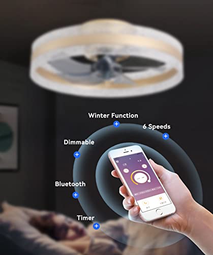 Ventilateur de plafond avec lampe LED et télécommande 6 vitesses - 5