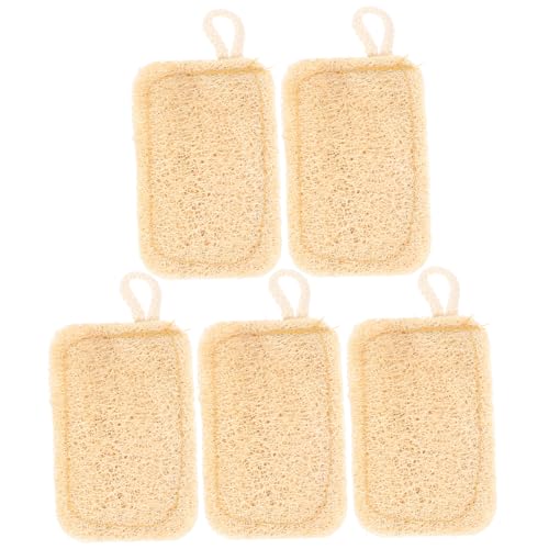 SOLUSTRE 5pcs Natural Loofah Dish Washing Brushes Scrubber Brushes for Cleaning Dishes Pots Cups Reusable Kitchen Scrubbers for Dishes