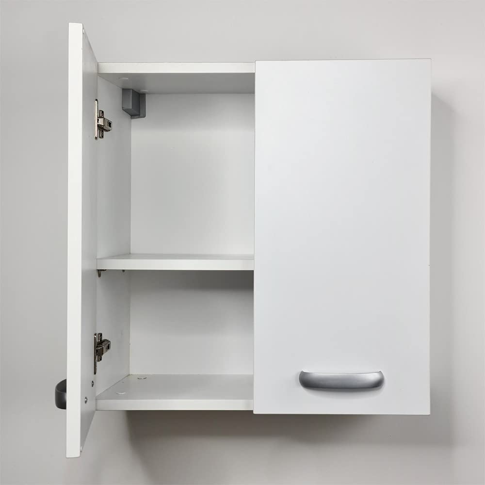 Armadietto Da Parete Bianco 2 Ante In MDF Per Bagno O Cucina - 48x68 Cm Con Ripiani Regolabili