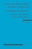 Gedichte des Barock: (Texte und Materialien für den Unterricht) (Reclams Universal-Bibliothek)