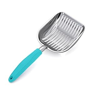 WePet Aluminium Katzenstreuschaufel mit türkisblauem Griff