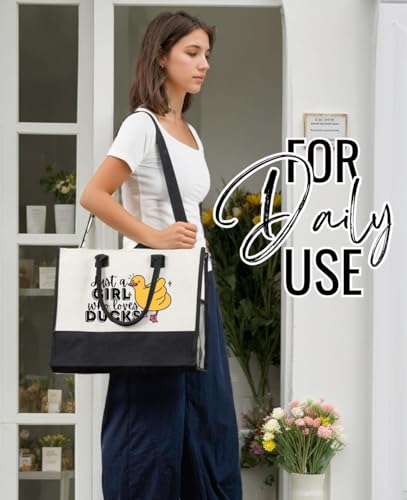 Bolso Tote de Lona para Mujeres Amantes de Patos miniatura 3