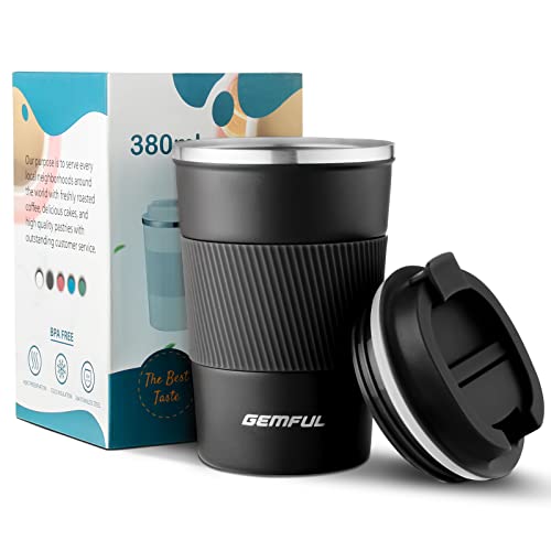 GEMFUL Taza de Café sin BPA Taza de Viaje Aislada Reutilizable Térmica con Funda de Silicona Cover