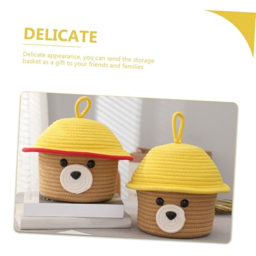 Panier de rangement tissé en coton avec couvercle boîte déco - 6
