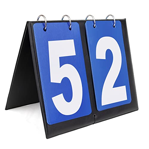 GOGO 2-Digital Portable Table Top Scoreboard, Score Keeper for Soccer, Football, Basketball, Games-Blue Card