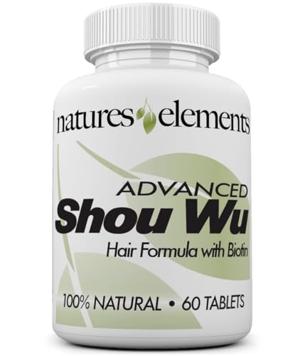 Natures Elements Advanced Shou Wu for Gray Hair – Prepared He Shou Wu for Hair Growth with Biotin, Bioperine, Fo-Ti Root & More – 100% Natural – 60 Tablets – Non-GMO, Gluten-Free