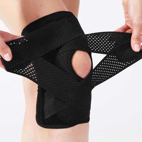 jjojcll Knee Brace with Side Stabilizers for Meniscal Tear Knee Pain ACL MCL Arthritis Injuries Recovery Breathable Adjustable Knee Support for Men and Women34-39CM) (Medium)