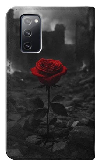 Housse cuir Samsung S20 FE avec motif rose rouge élégant et protection intégrale chic
