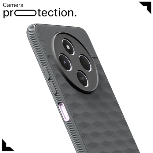 Image of Pikkme Back Cover for Redmi 14c 5G / Redmi A4 5G / Poco C75 5G Soft Grip 3D Hexa Cube Texture Silicone Bumper Case (Grey)