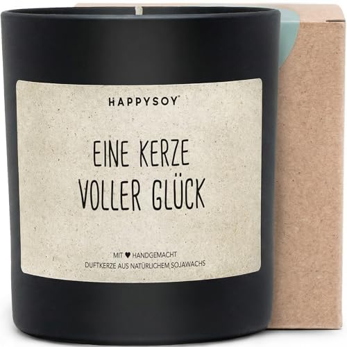 Eine Kerze voller Glück - Duftkerze mit Spruch als liebevolles Geschenk für Freundin, Mama, Schwester, besondere Aufmerksamkeit, Kerze im Glas mit blumigem Duft