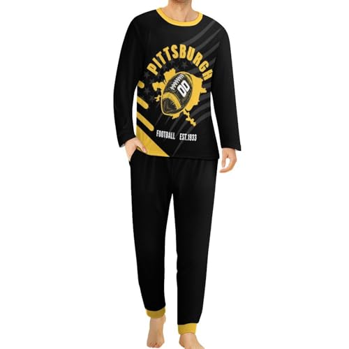 Personalized Pajama Set Custom Name Number Long Sleeve Sleepwear Gift for Dad Son Husband Men2