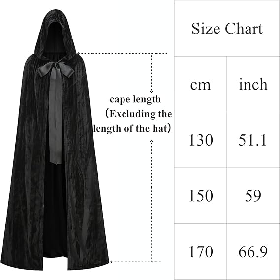 RRCBMD Adults Velvet Hooded Cape for Men Women Medieval Renaissance Unisex Cloak with Hood Striped Black Halloween Cosplay Costume 66.9inch - Image 3