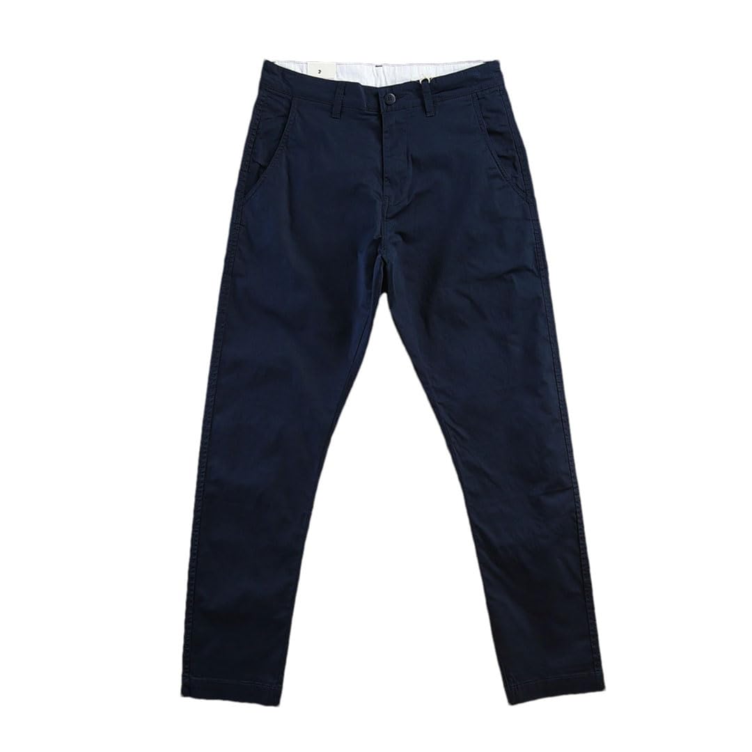 Mens Solid Summer Vintage Thin Slightly Stretch Cotton Slim-Fit Twill Business Straight-Leg Pants