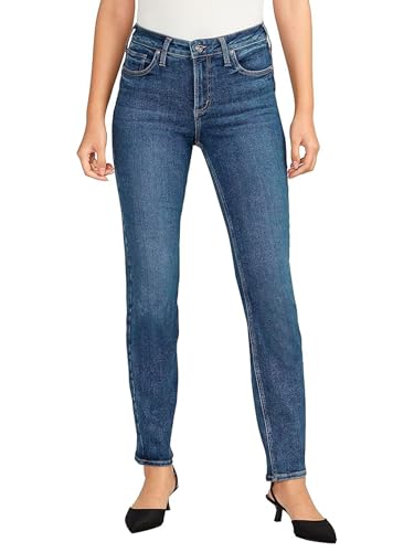 Silver Jeans Co. Women's Infinite Fit Mid Rise Straight Leg Jeans, Med Wash INF345, X-Large/29