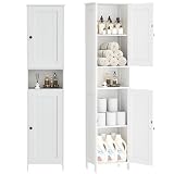 Homleke Tall Bathroom Storage Cabinet with 2 Doors, 67"H Narrow Storage Cabinet with Adjustable Shelves& Anti-Tip Design, Reversible Door Installation, Easy Assembly, 11.8 x 15.7 x 66.9 Inches, White