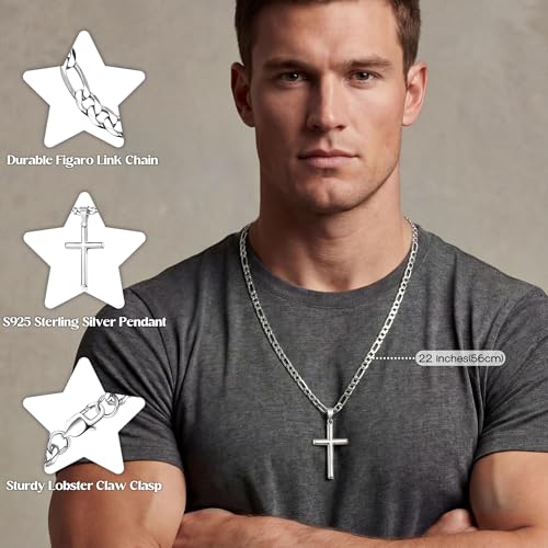 Collier croix argent 925 anti-noircissement avec chaîne en acier inoxydable robuste - 3