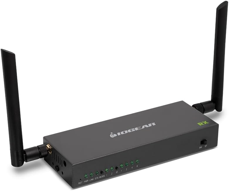 IOGEAR Long Range Wireless Receiver for GWLRSSKIT4K Kit, HDMI UHD 4K@60Hz Support, RS-232 and Keyboard Mouse Extender, Receiver only (GWLRSSKIT4KRX)