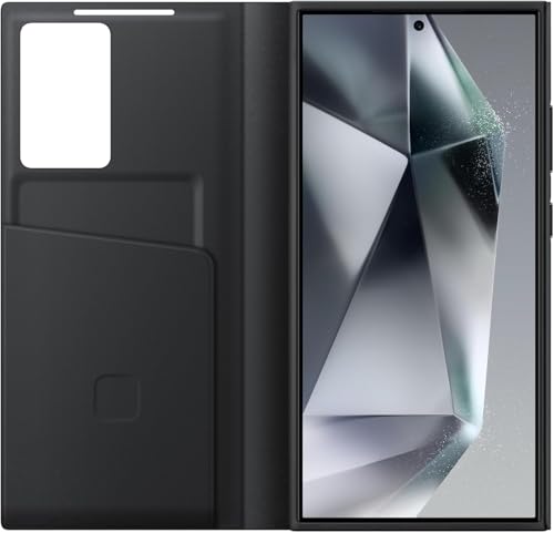 Image of Ultra-Hybrid for Samsung Galaxy S24 Ultra S-View Wallet Case - Protective Leather Cover with Smart Screen Display, Tap Control, Slim Design, and Built-in Card Holder Pocket Case (Black)