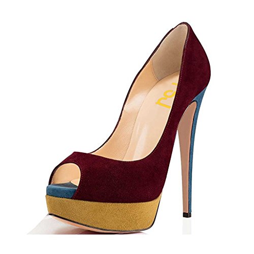 FSJ Women Sexy Peep Toe Platform Pumps High Heels Formal Shoes for Office Ladies Size 4-15 US