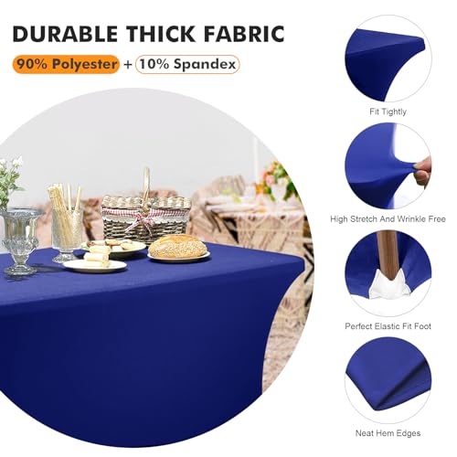 Image of SEPARO Spandex Table Cover 2 Pack 8Ft Royal Blue Fitted Tablecloths,Washable Wrinkle Resistant Stretch Table Cloth Rectangle for Party Hosting Supplies,Wedding Decorations,Vendor Display,Banquet