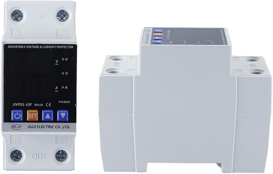 Ausi Surge Protector, 63A 220VAC Adjustable Surge Protectors Overvoltage Protection Device Undervoltage Voltage Protector Automatic Voltage Current