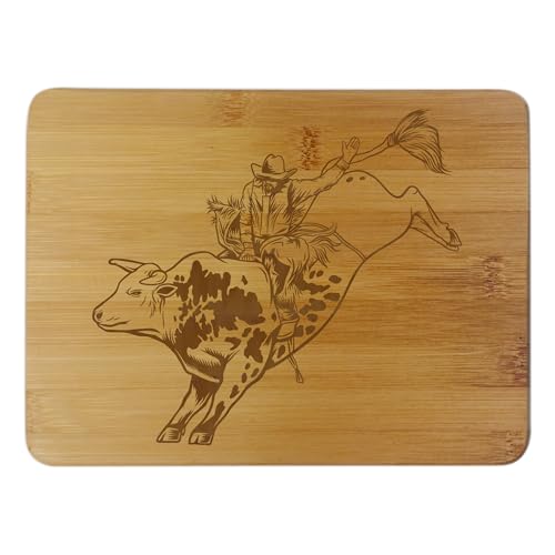 Tabla de Cortar de Bambú con Diseño Occidental de Jinete de Toros, Bloque para Picar en la Cocina (Jinete de Toros) miniatura 1