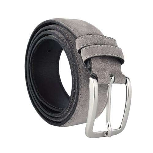 GRESEL Gürtel aus echtem Wildleder für Herren und Damen, Echtleder, Made in Italy, verstellbar, 3,5 cm Breit