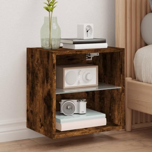 Juroupi Mesitas de Noche de Pared con Luces LED 2 uds mesitas de Noche Dormitorio Bedside Table mesita Noche Roble Ahumado - 837073