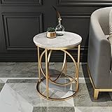  Table d\'appoint Ronde pour Salon Chambre à Coucher Nordique Cadre en Fer Dessus en marbre Table Basse Petit canapé Table d\'appoint (Esprit 40 * 60cm)