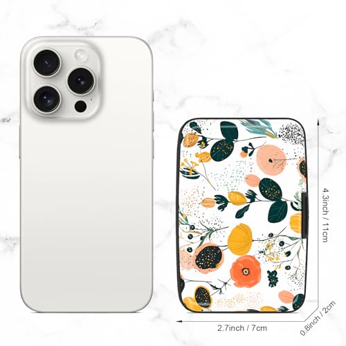 Image of Card Holder Credit Cards Holder for Women RFID wallet women Business Card Holder Wallet Mini Aluminum Card Wallet RFID Blocking Slim Metal Hard Card for Women, Flower Seamless Pattern