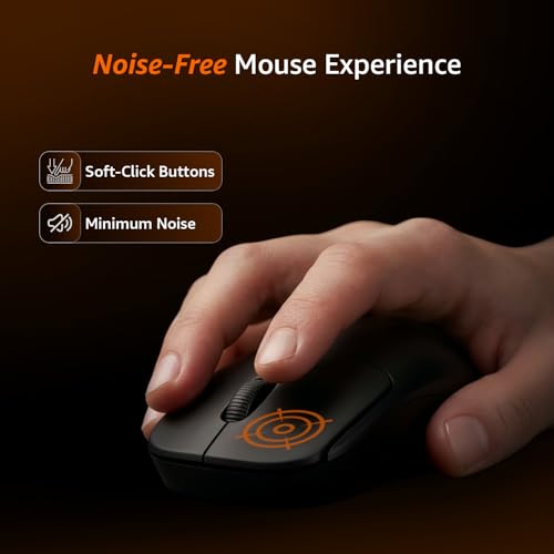 Image of amazon basics Wireless Mouse 2.4GHz with USB Mini Receiver | 1000 DPI Optical Tracking | Silent Clicks | Comfortable Ambidextrous Design | 10m Range | Compatible with PC, Mac, Laptop (Black)