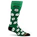 Pocket Socks Fashion Print Crew Socks for Men - Anti Theft Novelty Dress Socks w/Hidden Zipper Stash Spot Pocket for Travel ID, Keys, Cash - Dice on Green