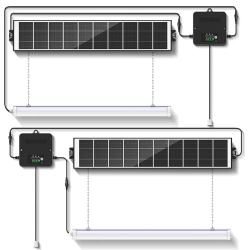 Etetale Solar Shed Light with Pull Cord 1500LM LED Bars 6500K 2-Pack