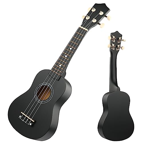 Image of LXS Soprano Ukulele Ukulele for Beginners - 21 inch Small Guitar Ukulele with Gig Bag, Standby String, Picks and Primary Tutorial (Black)