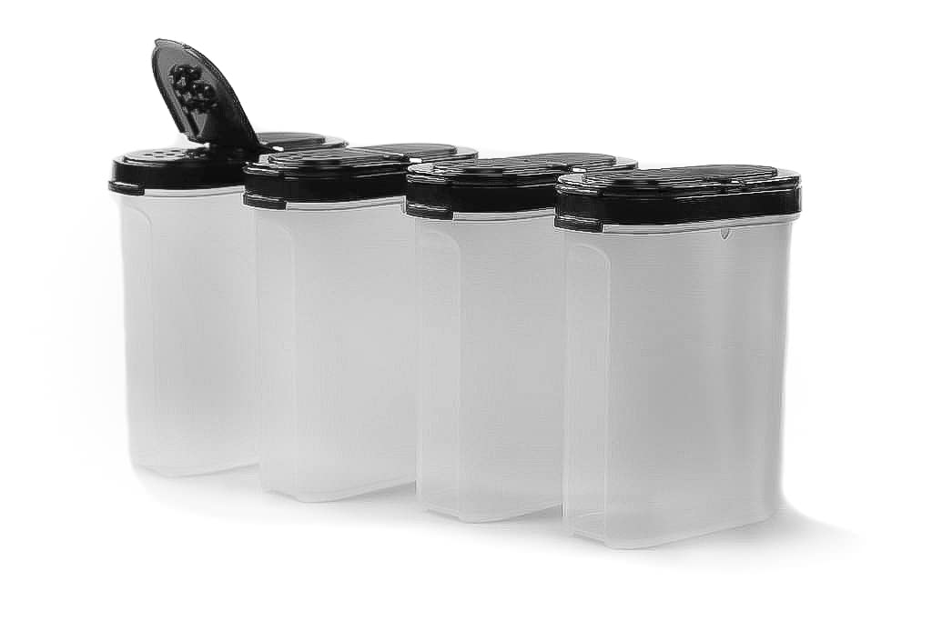 Tupperware Gewürz-Riese 270 ml (4) schwarz Gewürz Behälter Gewürzbehälter groß