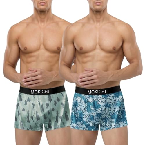 Image of Men's Microfiber Boxer Briefs Pack of 2 | Ultra Soft Stretch Trunks | Moisture-Wicking Breathable Innerwear | Printed Premium Underwear for Men | Comfortable Elastic Waistband