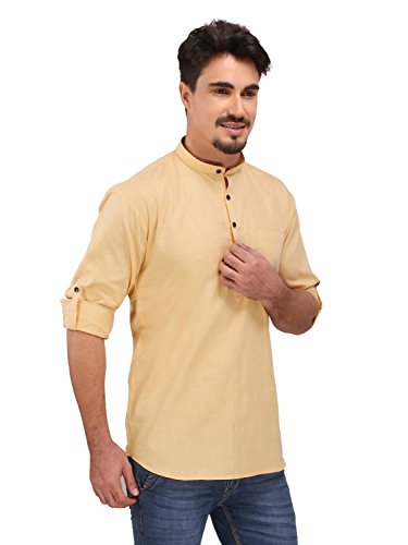 Image of Rajubhai Hargovindas Men's Linen Straight Short Kurta