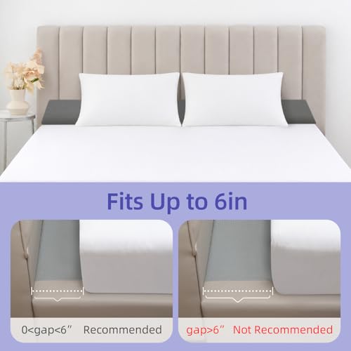 Image of Vekkia Queen Bed Wedge Pillow for Headboard Gap, Mattress Gap Filler Pillow to Cover 0-6 inch Gap, Bed Wedge Gap Filler with High-Density Foam, Removable Washable Cover, Gray, 60 inchx10 inchx8.5 inch