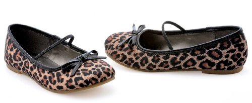 Ellie Shoes Girls Leopard Ballet Flat Child Shoes Brown Small