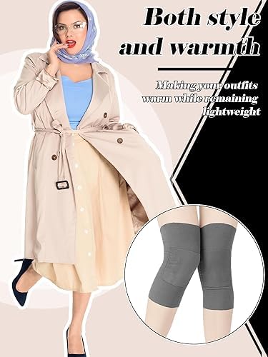 TARTAMYA Knee Warmers with Pocket for Heating Stickers, Leg Compression Sleeve, Knee Brace Pad for Skiing, Cycling, Winter Sports, 1 Pair 1