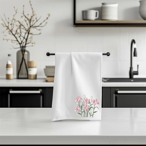 Image of Peacoblue Water Soluble Embroidery Patterns for Beginners, Lily Flowers 4 Sheets with 20pcs Wash Away Stick and Stitch Embroidery Pattern Stabilizer for Hand Sewing Lover Couple Women Adults