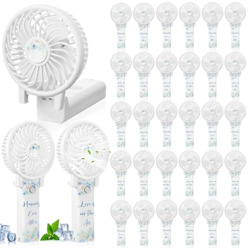CroBlissful 48 Pcs Mini Wedding Portable Fans for Guests 180° Foldable Electric Blue Flowers Desk Fan Personal Handheld Fans Gifts Bulk for Wedding Bridal Outdoor Summer Desk Office Travel Makeup by CroBlissful - Used condition - US$59.68