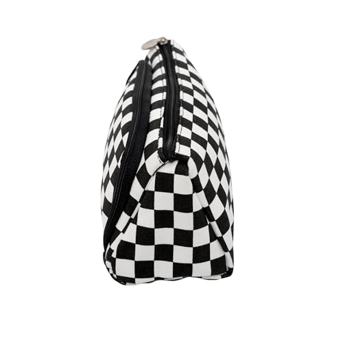 Image of Zollyss Polyester Big Capacity Pencil Case High Large Storage Pouch Marker Pen Case Simple Stationery Bag School College Office Organizer for Teens Girls & Boys (Black & White)