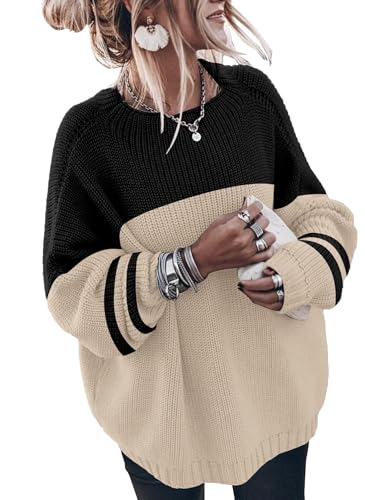 Image of Womens Oversized Sweaters Loose Solid Casual Long Sleeve Mock Neck Knitted Jumper Tops