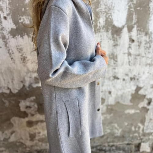 Women's Fashion Casual Single-Breasted Hooded Jacket Lightweight Flannel Long Autumn Jacket Elegant Windbreaker3