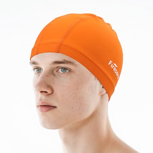 Firesara Fabric Swim Cap, Soft Stretch Swimming Hat for Long Hair & Short Hair