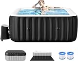 Your Guide to the Best 3 Person Hot Tubs 9 Glonerle 2-4 Person Inflatable Hot Tub, Large Square Portable Blow up Hot Tub, Leak-Proof PVC Outdoor Spa with 120 Air Jets, Insulated Cover and Heater Pump, 60” X 60” X 25”