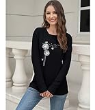 BAOKUAN Womens T Shirt Flower Graphic Tee Tops Autumn Long Sleeve Cotton Tunic Tops