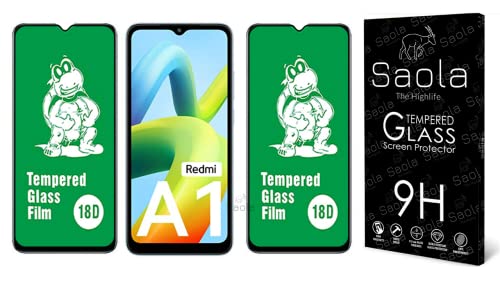 Image of Saola 18D Tempered Glass With Inbuilt AirBag Borders For Redmi A1 (Pack Of 2) with Free Installation Kit. Full screen Coverage - 6.52 inch